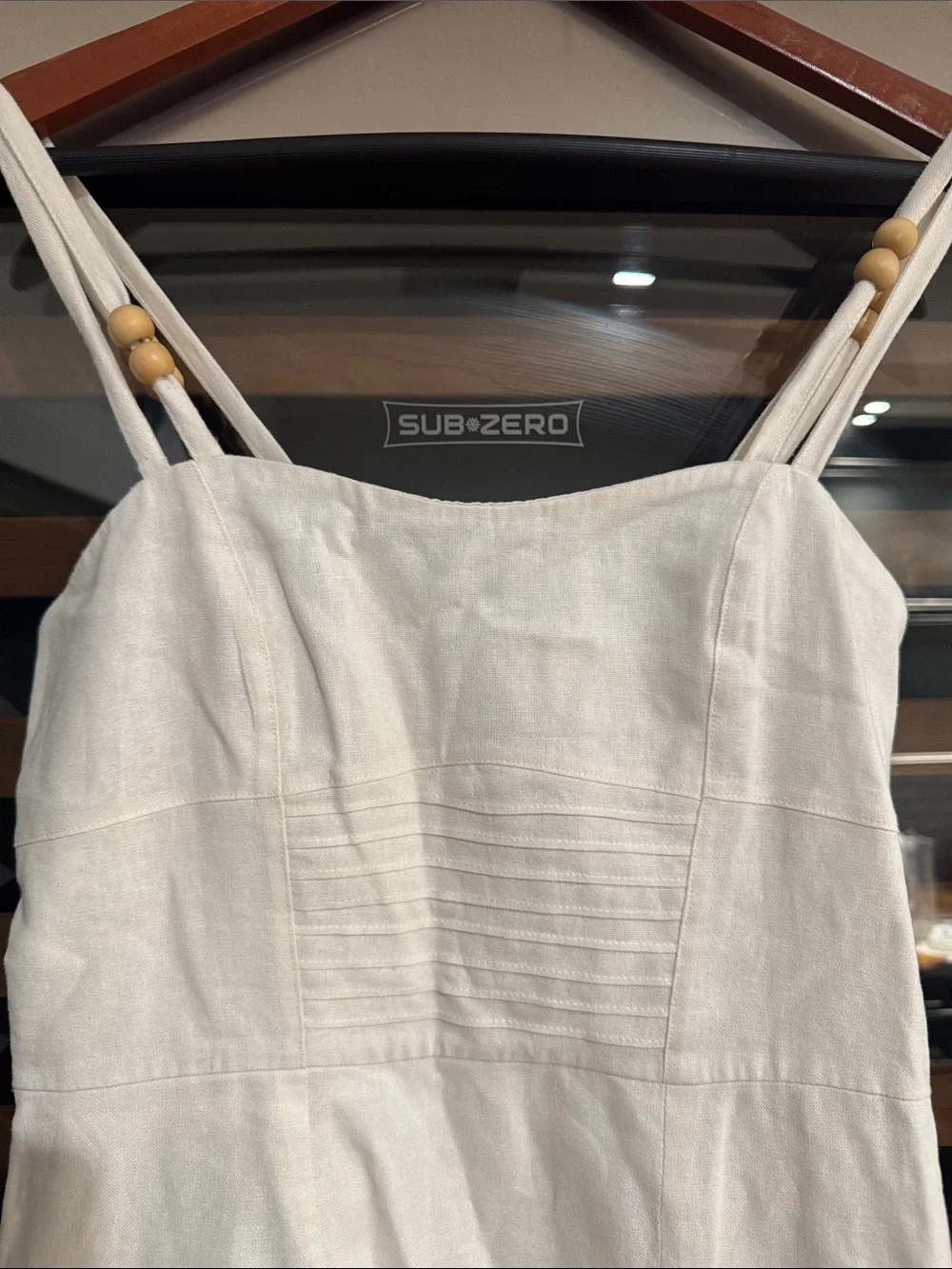 Sam Edelman Linen Dress Medium Cream Strappy Summer Mini Dress Boho Chic - Picture 2 of 4